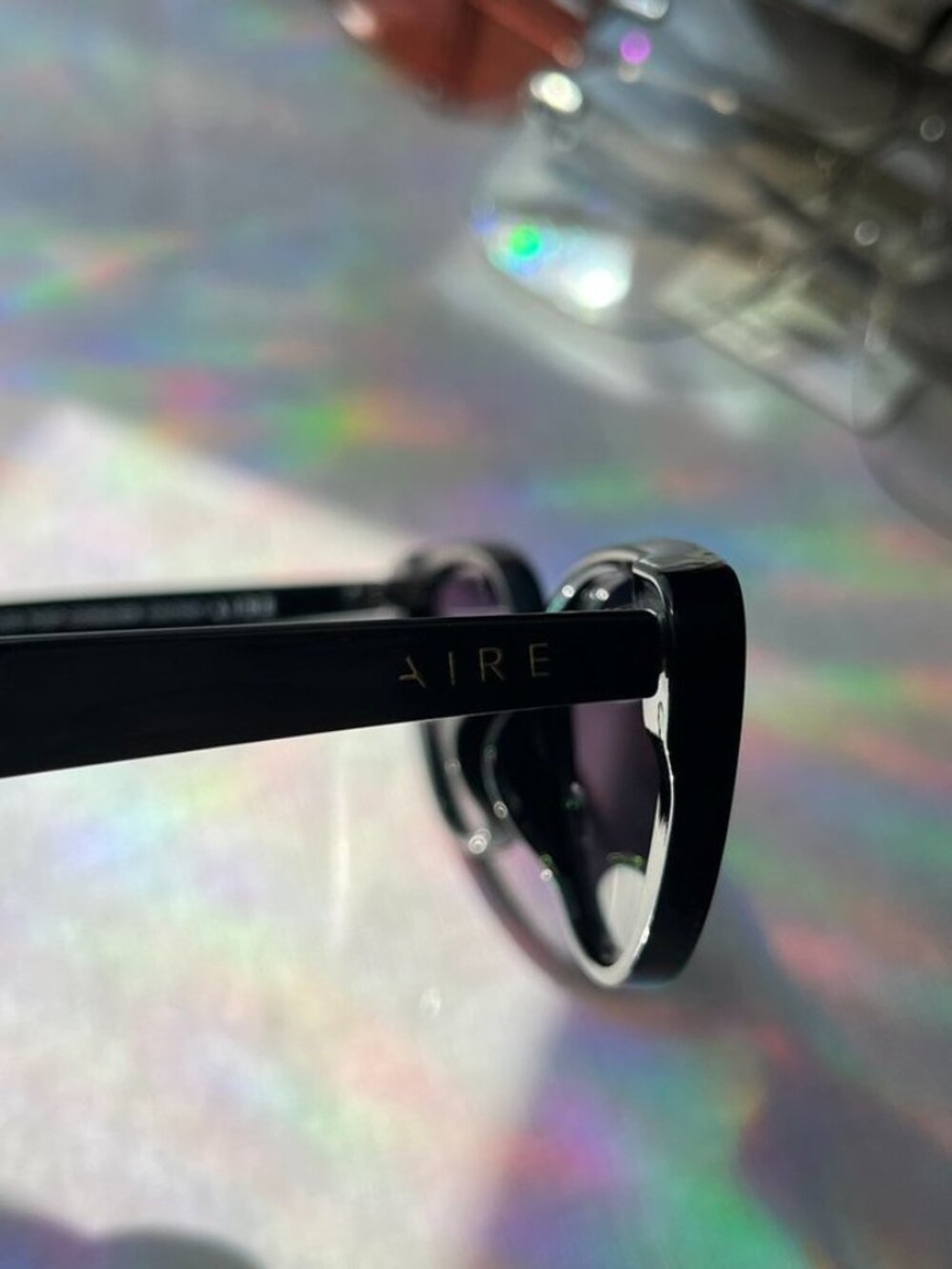 AIRE Amalthea Sunglasses Black Cat Eye Purple Gradient Lens - Picture 2 of 10